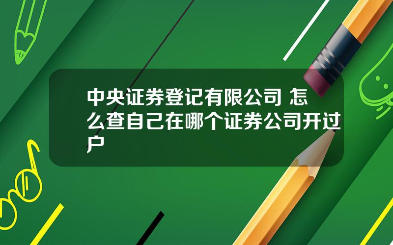 中央证券登记有限公司 怎么查自己在哪个证券公司开过户